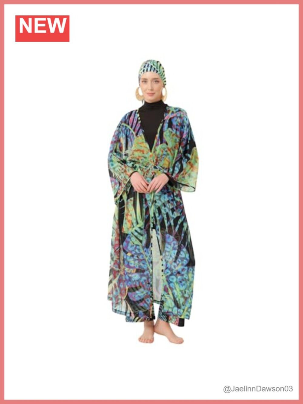 Chiffon Open-Front Belted Kimono Swim Cover-Up Long Beachwear
